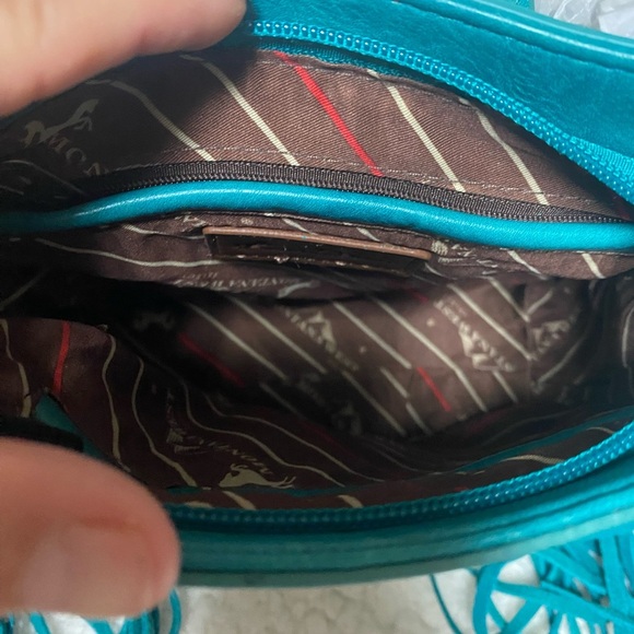 Montana West Turquoise Wrangler Cross Body Bag Concealed Carry Western Fringe - Picture 4 of 11